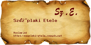 Széplaki Etele névjegykártya